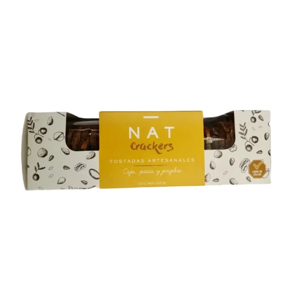 NAT Crackers caju, pasas y jengibre - Imagen 1